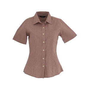 Blusa Manga Corta Microcuadro Tinto