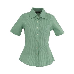 Blusa Manga Corta Microcuadro Verde Bosque