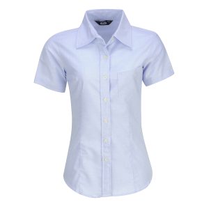 Blusa Manga Corta Oxford Azul Cielo