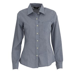 Blusa Manga larga Microcuadro Azul Marino